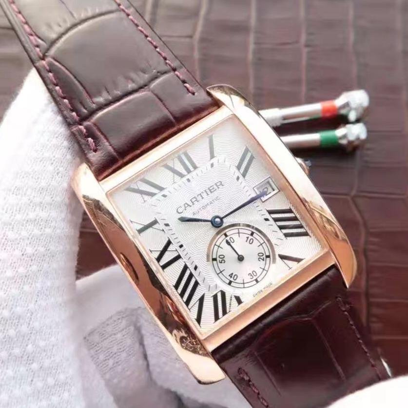 e4ed92b0-7609-437d-a988-78554a653807 TANK MC ROSE GOLD 41 BROWN LEATHER STRAP - Image 1
