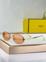 FIRST CRYSTAL RIMLESS OVAL FRAME SUNGLASSES FE4075US IN METAL - Image 14