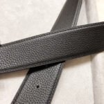 HM BELT BUCKLE & REVERSIBLE BLACK LEATHER STRAP 38 MM SILVER HARDWARE - Image 7