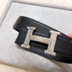 HM BELT BUCKLE & REVERSIBLE BLACK LEATHER STRAP 38 MM SILVER HARDWARE - Image 15