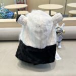 BALACLAVA HAT IN BLACK MIX WHITE FLEECE 422216 - Image 13