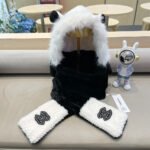 BALACLAVA HAT IN BLACK MIX WHITE FLEECE 422216 - Image 4