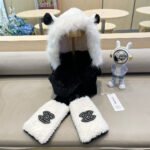 BALACLAVA HAT IN BLACK MIX WHITE FLEECE 422216 - Image 10
