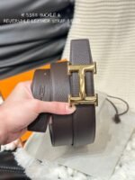 HM 5382 BELT GOLD BUCKLE & REVERSIBLE BLACK LEATHER STRAP 38MM - Image 9