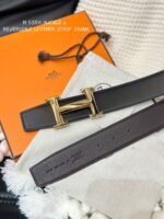 HM 5382 BELT GOLD BUCKLE & REVERSIBLE BLACK LEATHER STRAP 38MM - Image 6