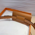 HM KELLY POCKET 18MM BELT CINNAMON BROWN LEATHER GOLD HARDWARE - Image 14