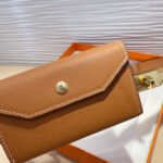 HM KELLY POCKET 18MM BELT CINNAMON BROWN LEATHER GOLD HARDWARE - Image 12