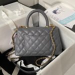 CHANEL 25S COCO HANDLE BAG 23 IN DARK GREY CAVIAR WITH GOLD HARDWARE - Image 11