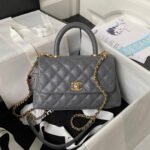 CHANEL 25S COCO HANDLE BAG 23 IN DARK GREY CAVIAR WITH GOLD HARDWARE - Image 10