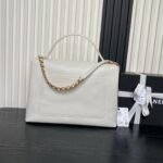 CHANEL 25S TOP HANDLE SHOULDER BAG 37 IN CREAM WHITE CALFSKIN WITH GOLD HARDWARE - Image 4