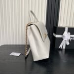 CHANEL 25S TOP HANDLE SHOULDER BAG 37 IN CREAM WHITE CALFSKIN WITH GOLD HARDWARE - Image 3