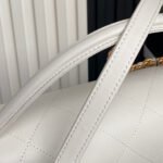 CHANEL 25S TOP HANDLE SHOULDER BAG 37 IN CREAM WHITE CALFSKIN WITH GOLD HARDWARE - Image 8