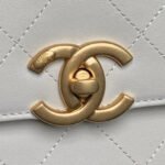 CHANEL 25S TOP HANDLE SHOULDER BAG 37 IN CREAM WHITE CALFSKIN WITH GOLD HARDWARE - Image 11