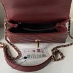 CHANEL 25S COCO HANDLE FLAP BAG 19 IN DARK RED CAVIAR - Image 8