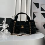 CHANEL 25S BOW BAG 38 IN BLACK VELVET WITH GOLD HARDWARE - Image 10
