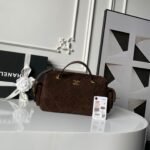 CHANEL 25S BOWLING BAG 24 IN DARK BROWN SUEDE GOLD HARDWARE