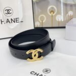 DOUBLE C BELT 30MM IN BLACK CALFSKIN WITH SHINY GOLD BUCKLE - Image 8