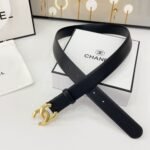 DOUBLE C BELT 30MM IN BLACK CALFSKIN WITH SHINY GOLD BUCKLE - Image 9