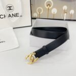 DOUBLE C BELT 30MM IN BLACK CALFSKIN WITH SHINY GOLD BUCKLE - Image 4