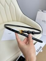 MINI TRIOMPHE BELT 13 MM BLACK LEATHER GOLD HARDWARE - Image 4