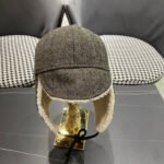 KNITTED TRAPPER HAT IN GRAY WOOL 439525 - Image 21