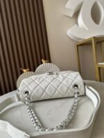 CHANEL 25S SHOULDER BAG 40 IN WHITE CAVIAR WITH SILVER HARDWARE - Image 3