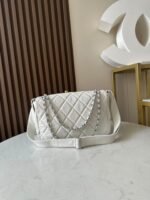CHANEL 25S SHOULDER BAG 40 IN WHITE CAVIAR WITH SILVER HARDWARE - Image 6