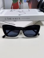 CAT EYE SUNGLASSES 632701 IN BLACK ACETATE EMBOSSED PEARL - Image 6