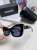 CAT EYE SUNGLASSES 632701 IN BLACK ACETATE EMBOSSED PEARL - Image 7