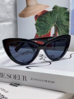 GLIMPSE CAT EYE SUNGLASSES 555886 IN BLACK ACETATE - Image 11