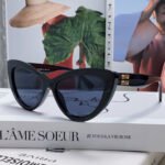 GLIMPSE CAT EYE SUNGLASSES 555886 IN BLACK ACETATE - Image 10