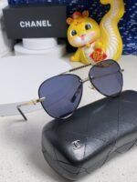 CAT EYE SUNGLASSES 641936 IN GOLD METAL BLACK LENSES - Image 2