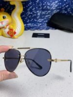 CAT EYE SUNGLASSES 641936 IN GOLD METAL BLACK LENSES - Image 17
