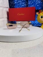 PANTHÈRE RIMLESS RECTANGULAR FRAME SUNGLASSES 531822 IN METAL - Image 12