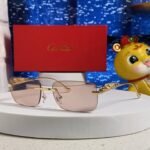 PANTHÈRE RIMLESS RECTANGULAR FRAME SUNGLASSES 531822 IN METAL