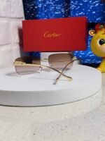 PANTHÈRE RIMLESS RECTANGULAR FRAME SUNGLASSES 531822 IN METAL - Image 8