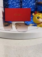 PANTHÈRE RIMLESS RECTANGULAR FRAME SUNGLASSES 531822 IN METAL - Image 17