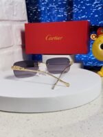 PANTHÈRE RIMLESS RECTANGULAR FRAME SUNGLASSES 531822 IN METAL - Image 20