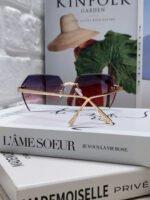 PANTHÈRE RIMLESS GEOMETRIC FRAME SUNGLASSES  539743 IN METAL - Image 8
