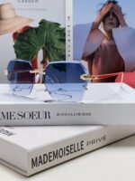 PANTHÈRE RIMLESS GEOMETRIC FRAME SUNGLASSES  539743 IN METAL - Image 4