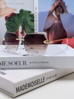 PANTHÈRE RIMLESS GEOMETRIC FRAME SUNGLASSES  539743 IN METAL - Image 3
