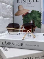 PANTHÈRE RIMLESS GEOMETRIC FRAME SUNGLASSES  539743 IN METAL - Image 5