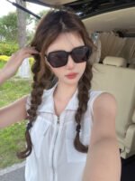 SQUARE SUNGLASSES 638932 IN BLACK ACETATE - Image 20