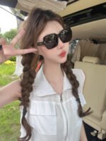 SQUARE SUNGLASSES 638932 IN BLACK ACETATE - Image 19