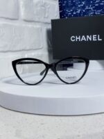 CAT EYE SUNGLASSES CH3393 IN BLACK ACETATE CLEAR LENSES - Image 5