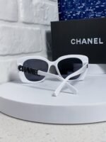 BUTTERFLY SUNGLASSES 641813 IN WHITE ACETATE BLACK METAL LOGO - Image 5