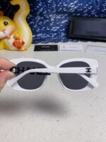 BUTTERFLY SUNGLASSES 641813 IN WHITE ACETATE BLACK METAL LOGO - Image 6