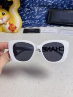 BUTTERFLY SUNGLASSES 641813 IN WHITE ACETATE BLACK METAL LOGO - Image 11