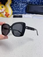 BUTTERFLY SUNGLASSES 641817 IN ACETATE BLACK METAL LOGO - Image 5