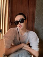 BUTTERFLY SUNGLASSES 641817 IN ACETATE BLACK METAL LOGO - Image 9